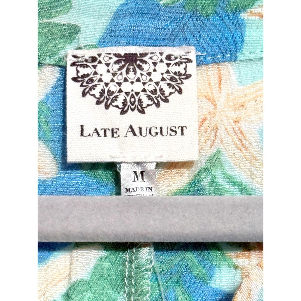 NEW Late August Womens‎ M Starfish Tropical Print Sleeveless Blouse Teal Blue - Picture 3 of 7